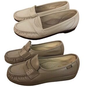 SAS SHOES 6.5 Tripad Comfort Handsewn Beige Taupe Penny Loafer Slip On Lot of 2
